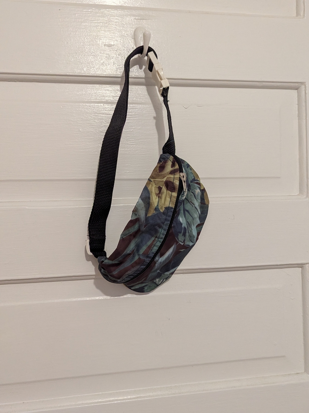 American Apparel Floral Print Crossbody Belt Bag in Black and Green